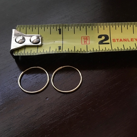Solid 14K Gold Endless Hoops 15mm - Picture 5 of 8